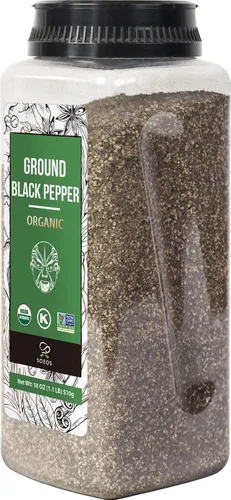 Miniatura 7 de Soeos Pimienta Negra Molida Orgánica, Sin OMG, Polvo de Granos de Pimienta Fresco a Granel, Empaquetado para Mantener la Pimienta Fresca, Granos