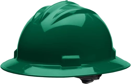 Bullard Casco de seguridad de ala completa de 3 costillas con suspensión de trinquete de 4 puntos y almohadilla de algodón para cejas Verde bosque