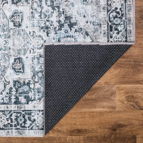 Miniatura 7 de Bloom Rugs Alfombra lavable antideslizante de 2 x 3 pies – Alfombra tradicional oriental azul mezclilla para sala de estar, dormitorio, comedor