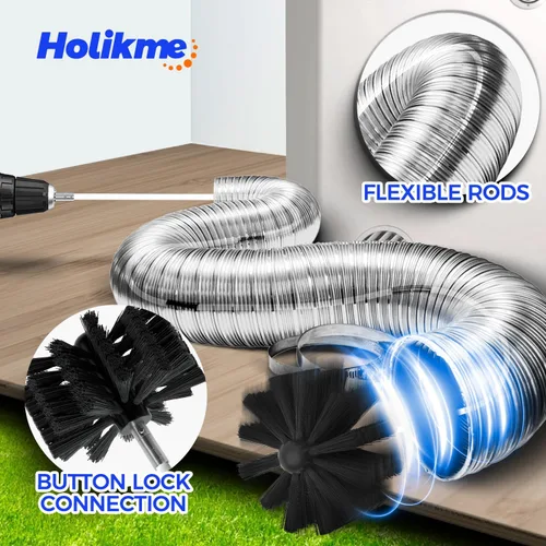 Miniatura 2 de Holikme Kit limpiador de ventilación de secadora de 15 pies, removedor de pelusas, se extiende hasta 15 pies, cabezal de cepillo sintético, uso