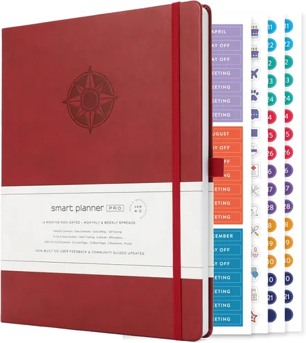 Miniatura 16 de Smart Planner Pro - Planificador diario sin fecha - Agenda grande A4 - Logre objetivos y aumente la productividad con secciones semanales