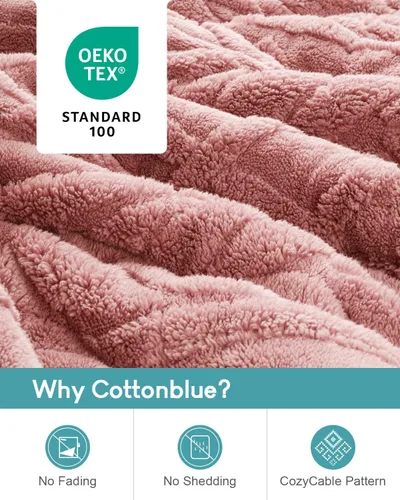 Miniatura 3 de Cottonblue Manta con peso de jacquard de 15 libras para adultos, tamaño individual, manta de forro polar sherpa ultrasuave para relajarse y dormir