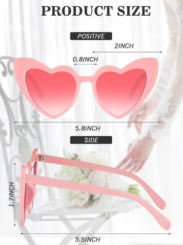 Miniatura 2 de Frienda 9 pares de lentes de sol en forma de corazón para mujer para despedida de soltera regalos de despedida de soltera