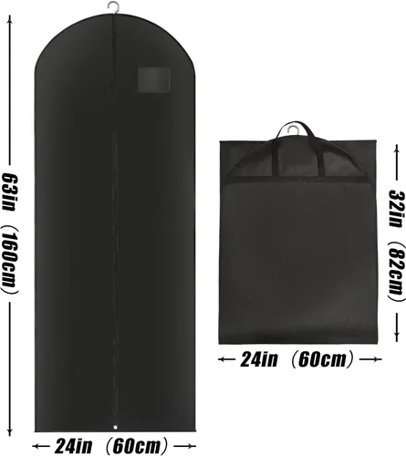 Miniatura 2 de Bolsas de vestir largas negras para colgar ropa de viaje, juego de 3 bolsas portátiles de viaje de negocios para hombre, protector de ropa