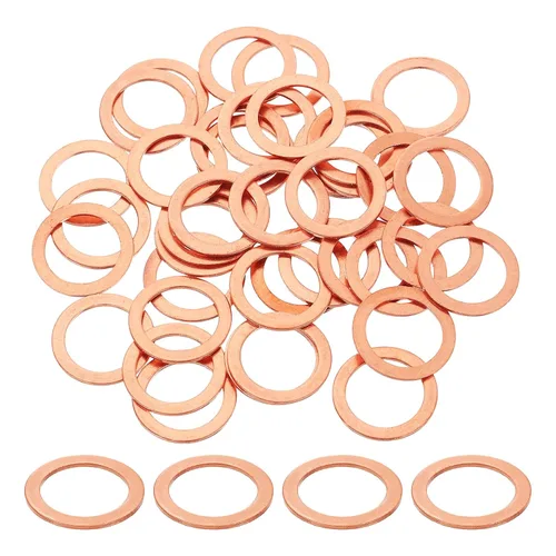 Miniatura 28 de uxcell 75 anillos de sellado de arandela plana M36 de cobre, 1.417 in ID 1.654 in OD 0.059 in de grosor, arandelas de trituración de cobre, junta