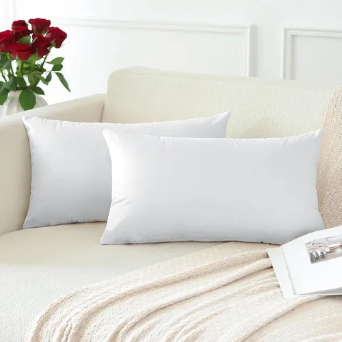 Miniatura 3 de OTOSTAR - Juego de 2 fundas de almohada de terciopelo, suaves, de estampado liso, para sofá y cama, de 16 x 24 pulgadas, fundas lumbares para Blanco