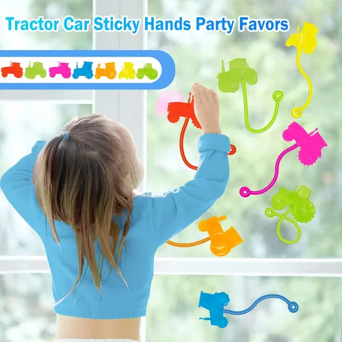 Miniatura 3 de Sticky Hands a Granel 36 Piezas Favores de Fiesta de Tractores y Autos para Niños Juguetes de Mano Pegajosa Elástica con Forma de Tractores Rellenos