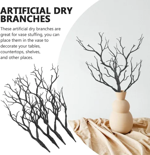 Miniatura 5 de MAGICLULU Ramas decorativas para árboles, 4 piezas, de plástico, artificial, para plantas secas, ramas secas, ramas decorativas, ramas, ramas