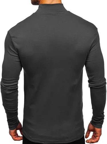 Miniatura 2 de Rela Bota Suéter de manga larga con cuello alto para hombre, diseño básico, elástico, ajustado
