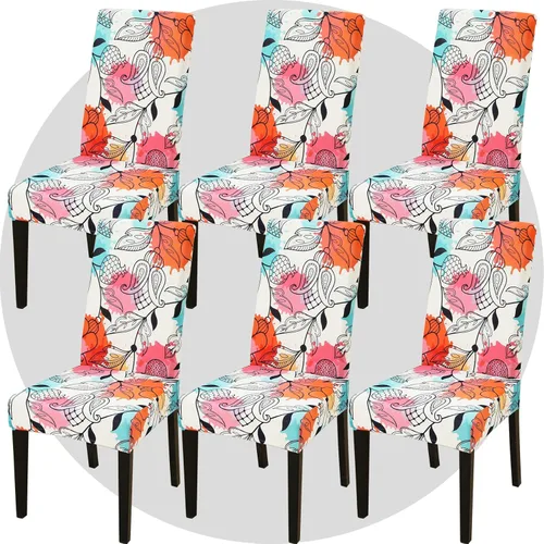 Miniatura 20 de Juego de 6 fundas elásticas para sillas de comedor, color blanco hueso, elásticas, lavables, extraíbles para cocina, hotel, restaurante Blanco roto