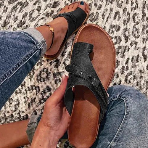 Miniatura 12 de Sandalias planas de verano elegantes para mujer, sandalias ortopédicas para mujer, soporte de arco