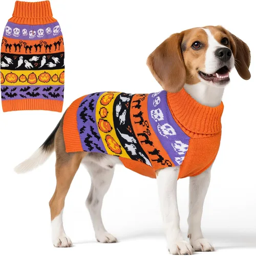 Miniatura 15 de KYEESE Suéter de Navidad para Perro, Suéter Cálido de Cuello de Tortuga para Perros Pequeños Macho y Hembra con Patrón de Copo de Nieve y Reno, Ropa