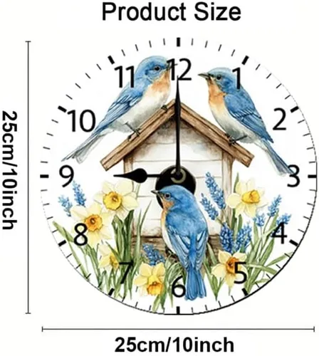 Miniatura 6 de Reloj de pared de pájaro para decoración de pared, funciona con pilas, sin tictac, silencioso, de cuarzo, analógico, rústico, estilo rural, redondo