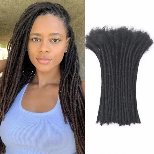 Miniatura 66 de Extensiones Loc de 10 pulgadas de grosor de cabello humano de 10 pulgadas, 10 hebras, extensiones de rastas de cabello humano para mujeres