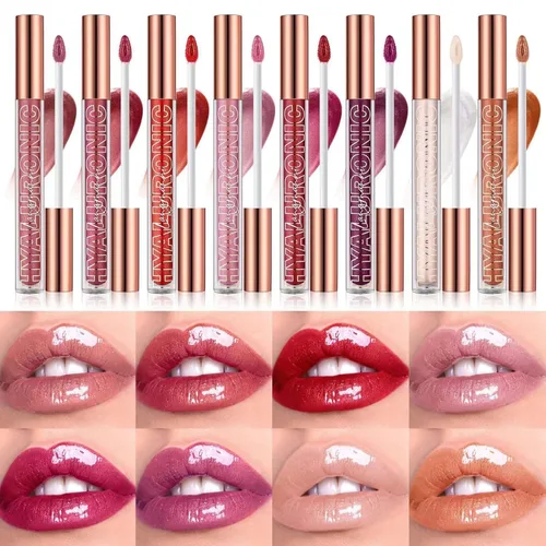 Miniatura 7 de Brillo de labios rojo rosa, brillo de labios, brillo de labios, brillo de labios, aceite de labios hidratante de alto brillo y brillo de labios 08#