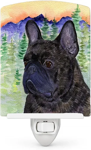 Caroline's Treasures SS8257CNL - Luz nocturna de cerámica Bulldog Francés Compacta, con certificación UL, ideal para dormitorio, baño, guardería,