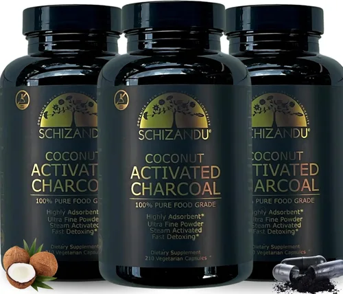 Miniatura 10 de Cápsulas de carbón vegetal activado y coco, orgánico, 210 unidades, alimento desintoxicante, no transgénico, para desintoxicación, blanqueamiento