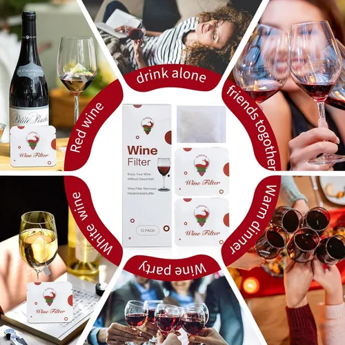 Miniatura 8 de Filtros de vino – Paquete de 12 purificadores de vino que elimina histaminas y sulfitos, puede reducir y aliviar alergias y sensibilidades al vino