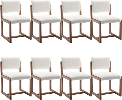 Miniatura 15 de DUOMAY Juego de 2 sillas de comedor tapizadas, sillas de comedor modernas de mediados de siglo, sillas auxiliares de cocina de tela de lino con Beige