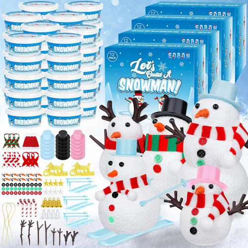 Miniatura 8 de EOBOH Paquete de 24 Kits para Construir un Muñeco de Nieve, Manualidades DIY de Muñeco de Nieve de Navidad para Niños al Por Mayor, Kit de Muñeco