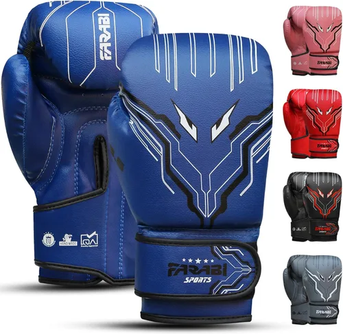 Farabi Sports Guantes de boxeo para niños y niñas, guantes de kickboxing de 6 onzas para jóvenes, guantes de boxeo junior para MMA, Muay Thai, Azul