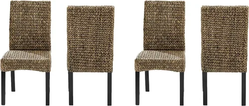 Miniatura 5 de Crosley Furniture Edgewater - Juego de 4 sillas de comedor de ratán de fibra natural tejidas a mano, color hierba marina
