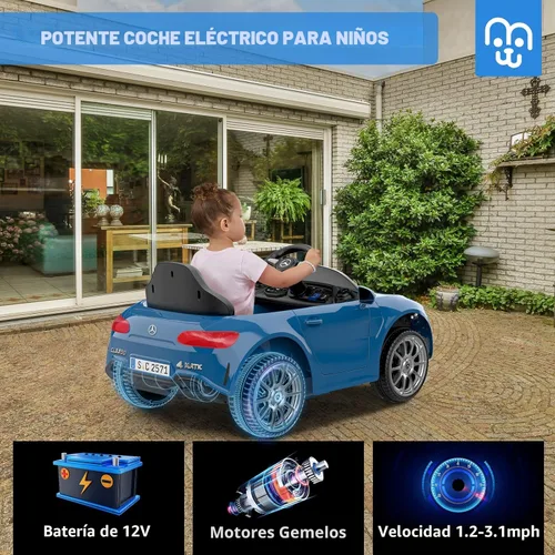 Miniatura 6 de MINIATURE MOTORS - Auto eléctrico con licencia de 12 V con control remoto, automóvil para niños con Bluetooth, reproductor de música USB, velocidad