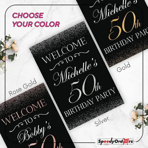 Miniatura 7 de Cartel personalizado para fiesta de bienvenida de 50 aniversario, 50 cumpleaños, 23.6 x 17.7 in, 35.8 x 23.6 in, 18.9 x 14.2 in, cartel