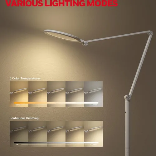 Miniatura 2 de Honeywell lámpara LED de pie - F01WT Sunturalux™ Luz de pie regulable para cuidar los ojos con control remoto, brillante luz natural diurna 5 Blanco