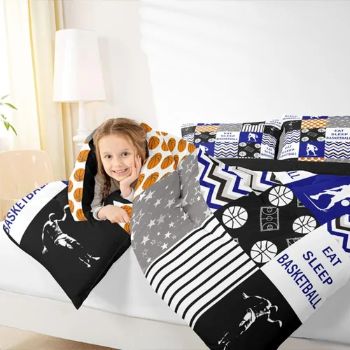 Miniatura 6 de Erosebridal Edredón de baloncesto para niños, juegos deportivos, inserción de edredón individual para niños, adolescentes y adultos, juego