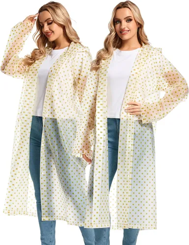 Miniatura 100 de 2 abrigos de lluvia de Borogo para adultos, chaquetas de lluvia reutilizables para hombres y mujeres