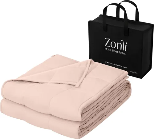 Miniatura 13 de ZonLi Manta pesada para adultos (48 x 72 pulgadas, 12 libras, verde oscuro) manta pesada de enfriamiento de alta transpirabilidad, material suave