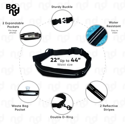 Miniatura 4 de Bond - Correa de correr para perros con manos libres con bolsa, correa manos libres para perros grandes, cinturón de correr para mascotas