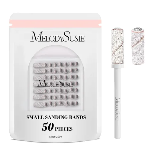 Miniatura 9 de MelodySusie 50 piezas de brocas para lima de uñas pequeñas con bandas de lijado de 3.1mm, lima de uñas de grano 80 para uñas acrílicas, manicura