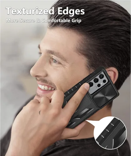 Miniatura 8 de Funda para Samsung Galaxy S22 Ultra 5G: Cubierta protectora de teléfono resistente de grado militar a prueba de caídas con soporte incorporado