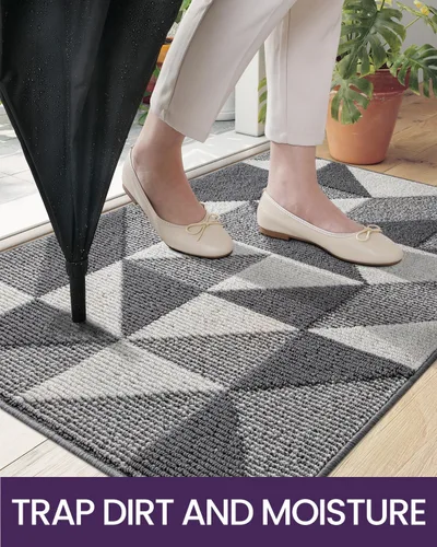 Miniatura 3 de DEXI - Alfombras para puerta de entrada, antideslizante, lavable, absorbente, resistente a la suciedad en el interior, alfombra de entrada de perfil