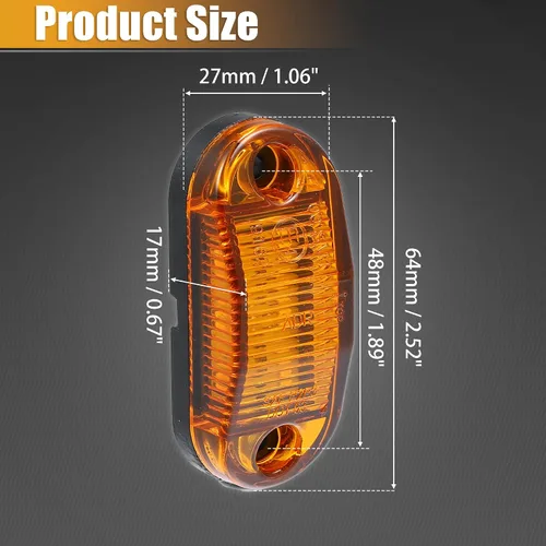 Miniatura 4 de X AUTOHAUX 10 luces LED de marcador lateral de remolque de 12 V-24 V, ámbar ovalado, luces indicadoras laterales de 2.5 pulgadas, impermeable