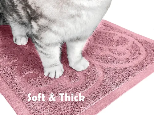 Miniatura 5 de PetLike - Alfombrilla que atrapa la arena cuando los gatos salen de la caja de arena, alfombrilla que pueden usar los gatos para comer, es suave