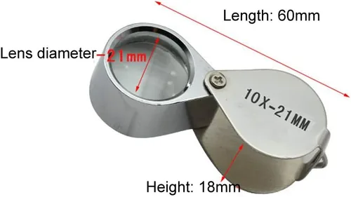 Miniatura 2 de 3 piezas 10X / 20X / 30X Jeweler - Lupa de cristal de diamante de metal, cuerpo redondo, lupa para ojos, lupa de ojo de 0.827 in de diámetro