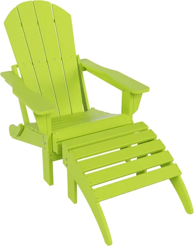 Miniatura 41 de WestinTrends Reposapiés otomano Adirondack para patio al aire libre, taburete de madera de polietileno para todo tipo de clima, ampliamente Azul