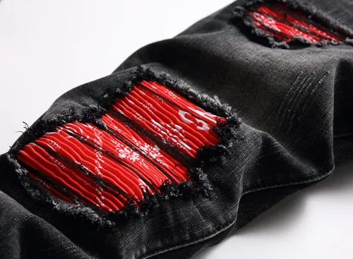 Miniatura 5 de OIIIO Jeans elásticos rasgados de ajuste regular para hombre
