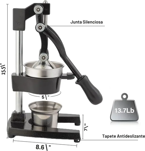Miniatura 5 de Exprimidor manual de hierro fundido, exprimidor comercial de limón, exprimidor de cítricos profesional, ideal para extraer jugo de limones, naranjas