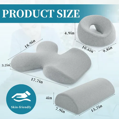 Miniatura 2 de BALAPET Juego de almohada de masaje y almohada de pecho, reposacabezas de masaje transpirable para cama con soporte de espuma viscoelástica, cojín