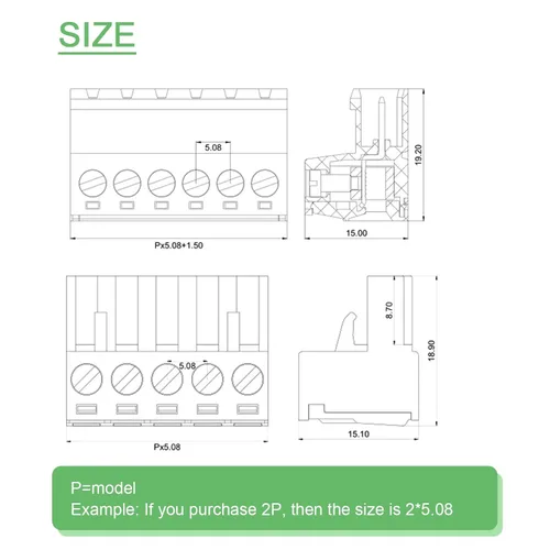 Miniatura 3 de 10 pares de conectores de bloque de terminales de tornillo enchufables de 2 pines de 5,08 mm de paso con enchufe Phoenix para cable de 28-12AWG