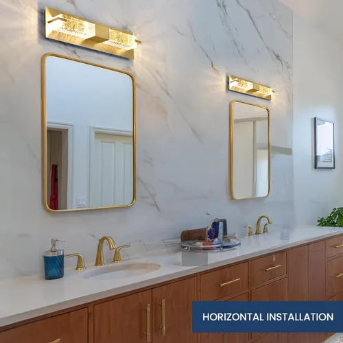 Miniatura 6 de WOSHITU Aplique de pared LED: apliques modernos dorados de 19 pulgadas, iluminación de pared, 3000 K, lámparas de pared de cristal regulables