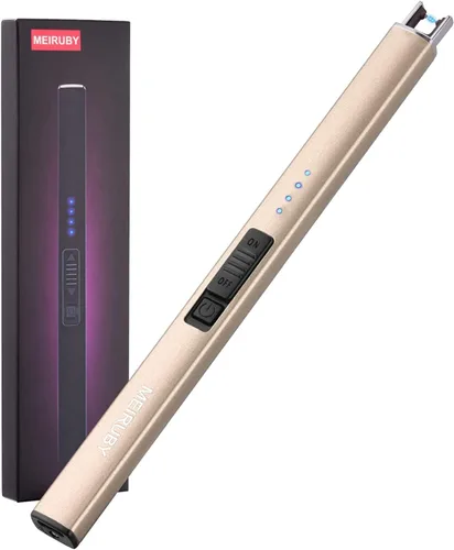 MEIRUBY Encendedor eléctrico de velas, relleno de calcetín de Navidad, regalos para mujeres, mamá, hombres, esposa, hermana, recargable por USB, Oro