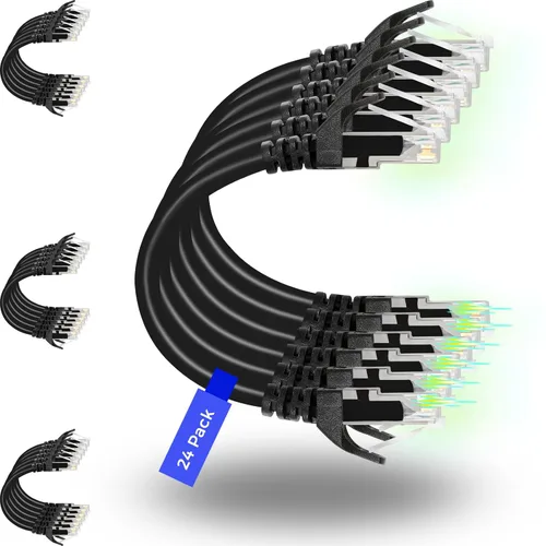 Miniatura 13 de Rapink Patch Cables Cat6 - Cable de conexión Ethernet Cat6 de 0.5 pies (paquete de 24), 10G, cable de conexión Cat 6 para panel de conexiones a