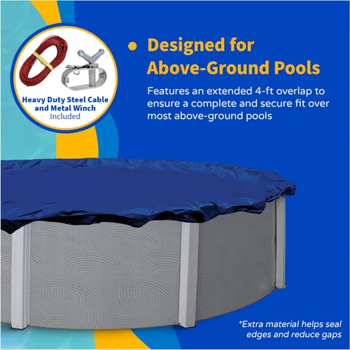 Miniatura 6 de Blue Wave Funda redonda dorada para alberca sobre el suelo de 24 pies para invierno, polietileno duradero y resistente a la intemperie