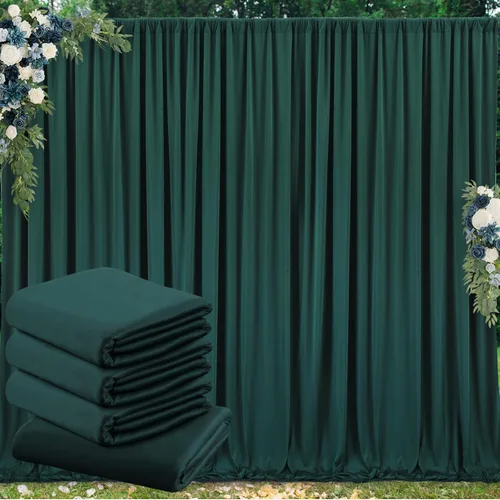 Miniatura 110 de Cortinas de telón de fondo blanco de 30 pies x 8 pies para fiestas de boda, 6 paneles de 5 pies x 8 pies, cortinas de fotografía de poliéster sin
