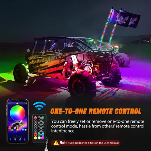 Miniatura 5 de Nilight Juego de 2 luces LED RGB de 3 pies y 4 luces de rock, control remoto y aplicación con patrones de persecución de bricolaje, antena